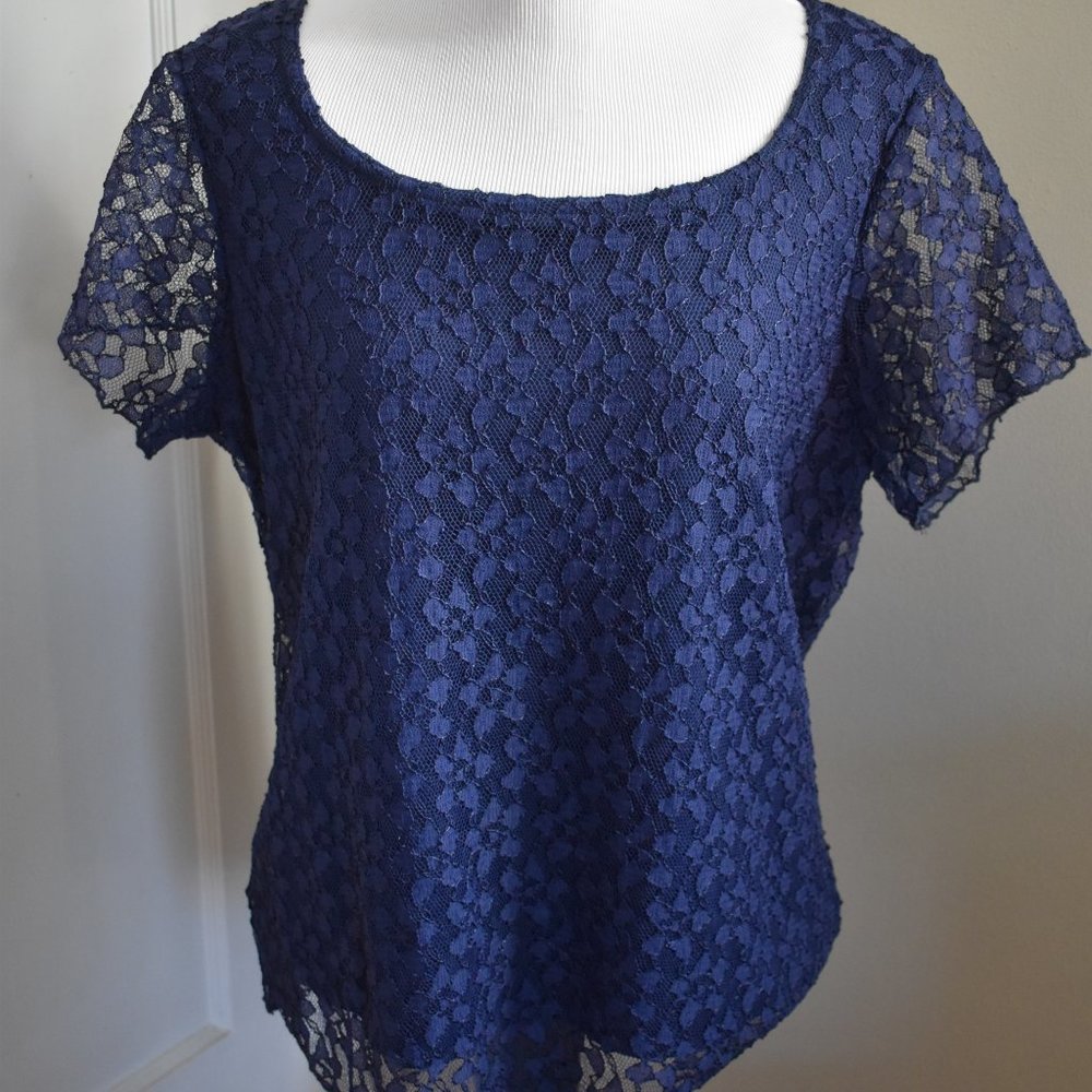 Coldwater Creek Navy Lace Top